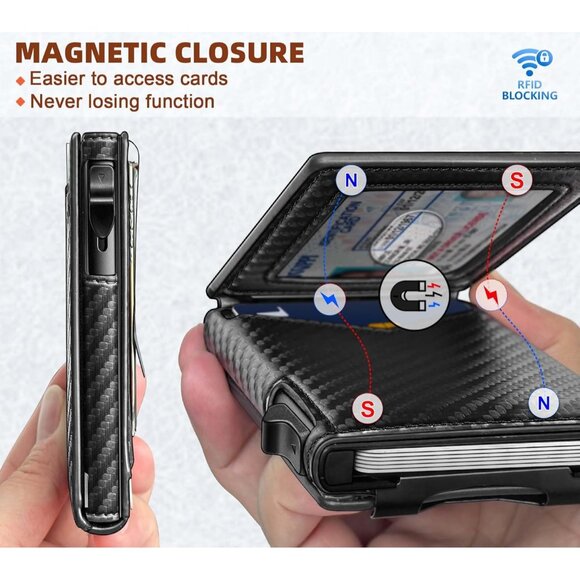 Men Wallet Money Clip Wallet Slim For Gift Men 9Cards-Metal Credit Card Case - Picture 7 of 13